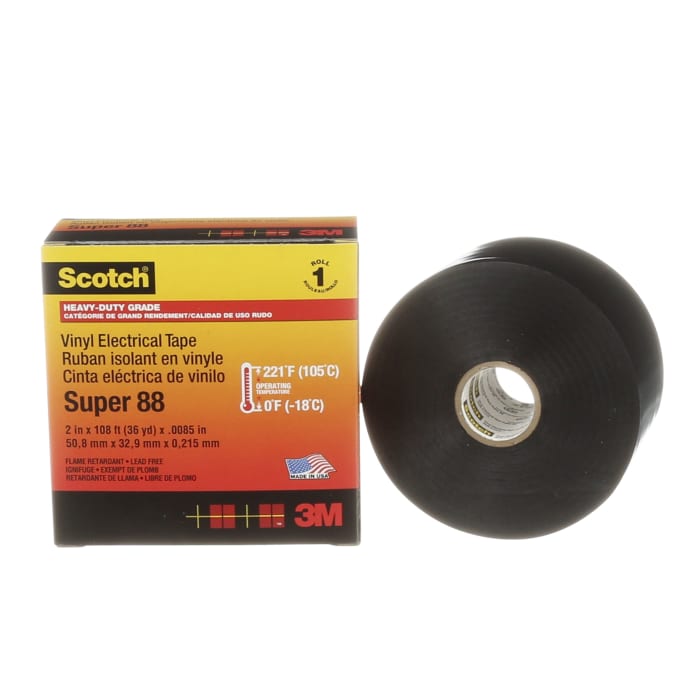 50mm x 33m Black Low Tack F/R PVC Tape