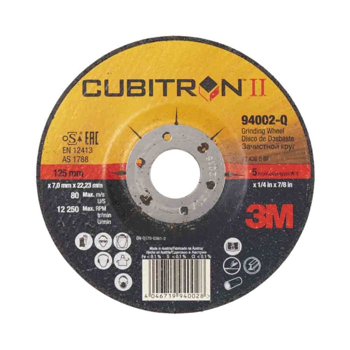 3M 3M Cubitron II Grinding Wheel Cubitron II Aluminium Oxide Grinding Wheel 125mm Diameter 36 Grit Very Fine