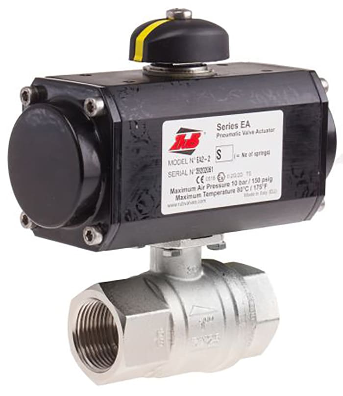 RS PRO Pneumatic 2 port Ball Valve with Pneumatic Actuator - Double Acting, 3 → 10bar Operating Pressure