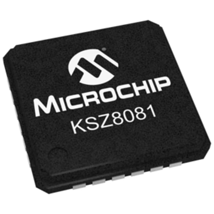 Microchip , 1-Channel Ethernet Transceiver 24-Pin QFN, KSZ8081RNAIA-TR