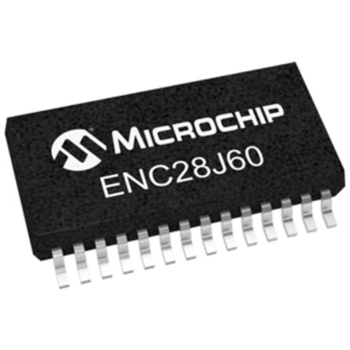 Microchip ENC28J60-I/SS, Ethernet Controller, 10Mbps MII, MIIM, Serial-SPI, 3.3 V, 28-Pin SSOP