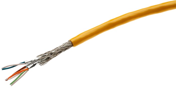 HARTING Cat6a Ethernet Cable, STP, Yellow PUR Sheath, 50m, 09456000640, Flame Retardant