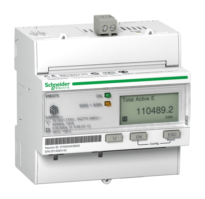 A9mem3275 Schneider Electric Schneider Electric Acti 9 Iem3000 3 Phase Lcd Digital Power Meter Type Electronic 913 9706 Rs Components Able to be equipped with four sets of clamps at the same time: rs components