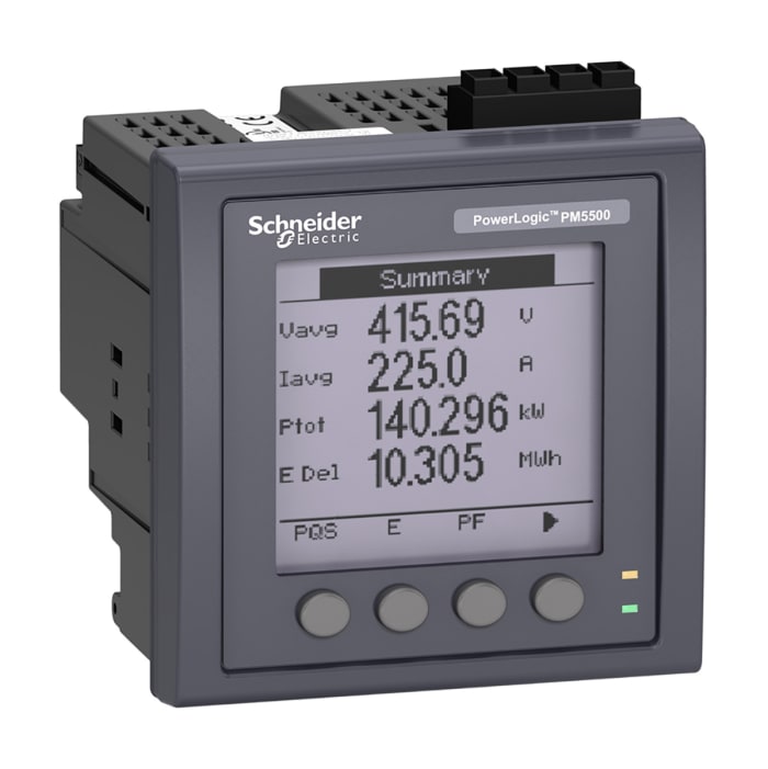 Medidor de energía Schneider Electric serie PM5000, display LCD, precisión ±0,05 (frecuencia) %, ±0,05 (factor de