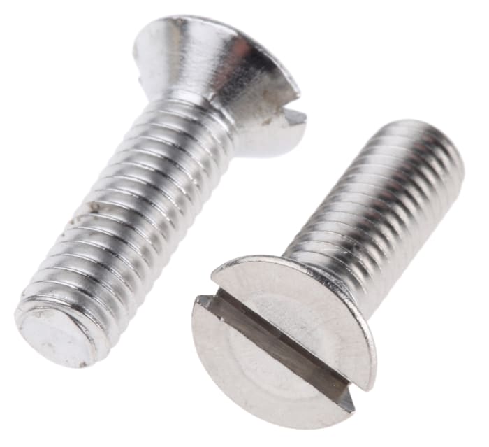 RS PRO Slot M6 Countersunk A2 304 Stainless Steel Machine Screws DIN 963 x 30.0mm