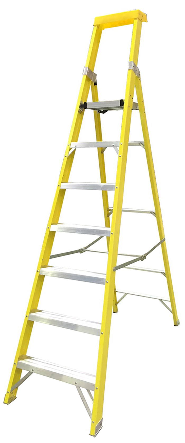 RS PRO Fibreglass 7 steps Step Ladder, 1.93m platform height