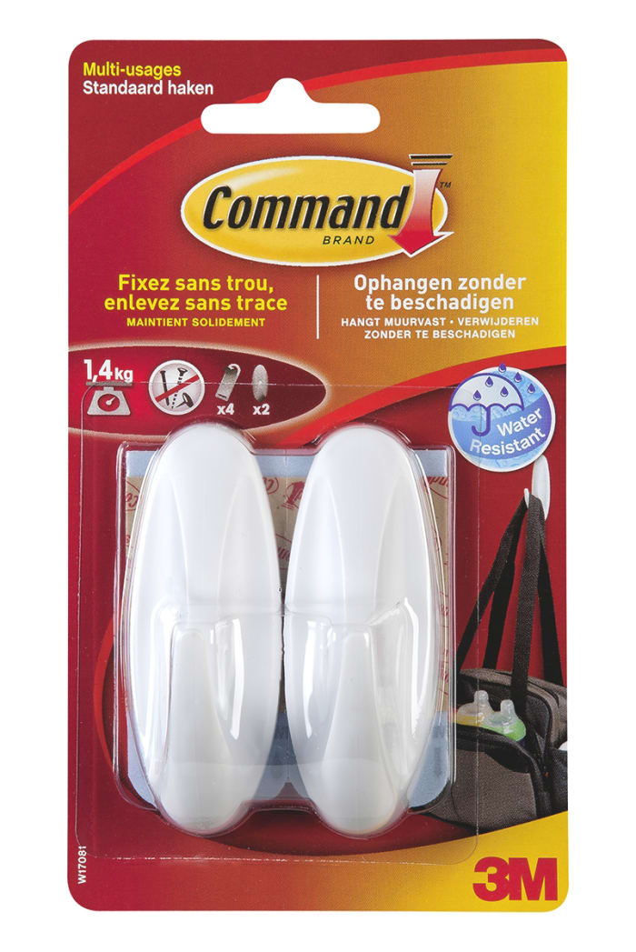 3M 172 x 99 x 37 mm White Hook Tape