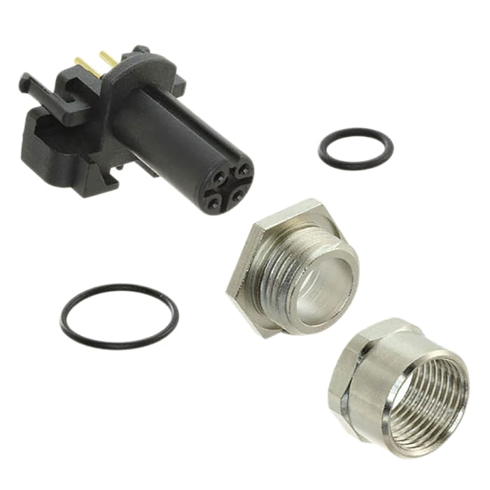 TE Connectivity Circular Connector, 4 Contacts, PCB Mount, Socket, Female, IP68, M12 Series