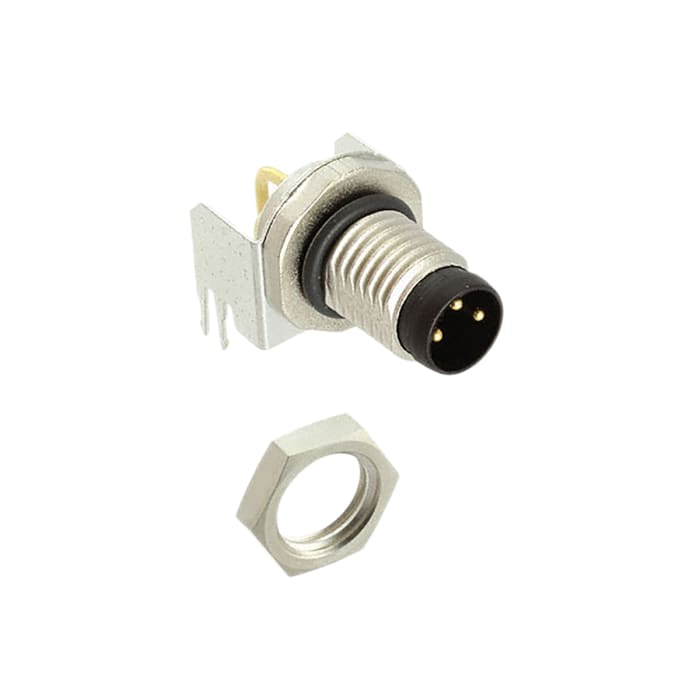 TE Connectivity Circular Connector, 3 Contacts, PCB Mount, M8 Connector, Plug, Male, IP67