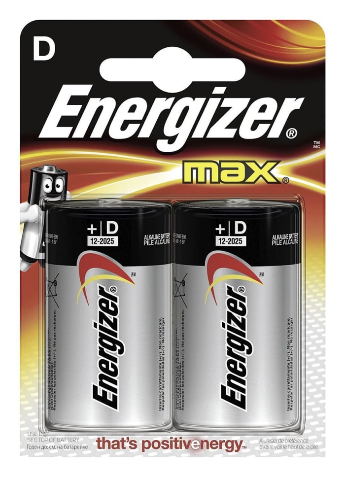 Pilas D de alcalina, Energizer MAX, 1.5V, 20Ah, terminal tipo