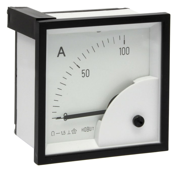 HOBUT D72MC Analogue Panel Ammeter 0/100A For Shunt 75mV DC, 72mm x 72mm Moving Coil