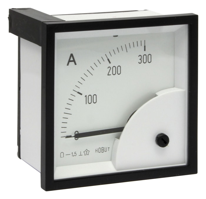 HOBUT D72MC Analogue Panel Ammeter 0/300A For Shunt 75mV DC, 72mm x 72mm Moving Coil