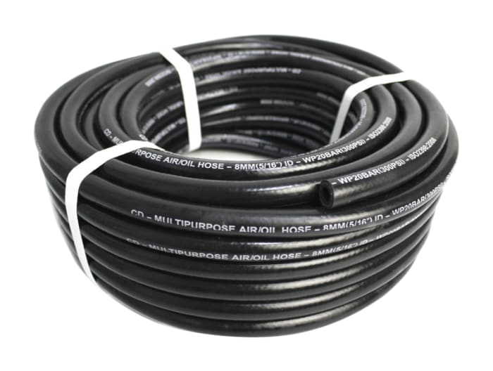 RS PRO NBR, Hose Pipe, 8mm ID, 15mm OD, Black, 25m