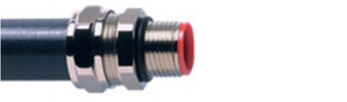 Adaptaflex Straight Connector, Conduit Fitting, 32mm Nominal Size, M32, Brass, Silver IP67 rating