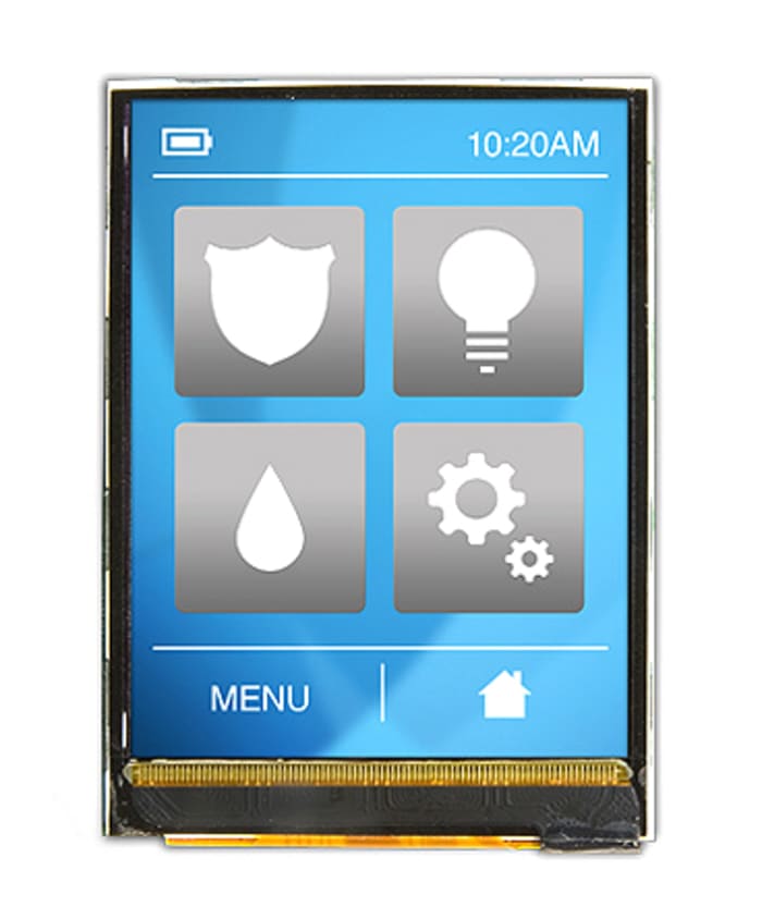 Display LCD color TFT táctil capacitivo Displaytech de 2.8plg, 320 x 240pixels, alim. 3,6 V, interfaz I2C