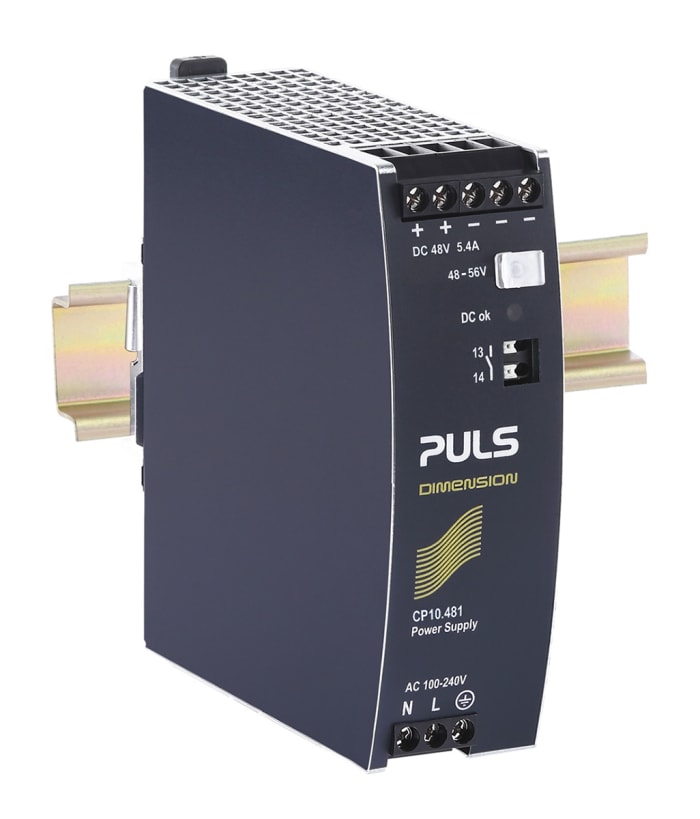 PULS DIMENSION DIN Rail Power Supply, 100 → 240V ac ac Input, 48V dc dc Output, 5.4A Output, 240W