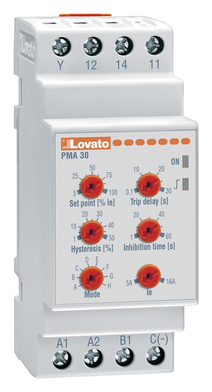 Lovato Current Monitoring Relay, 1 Phase, SPDT, DIN Rail