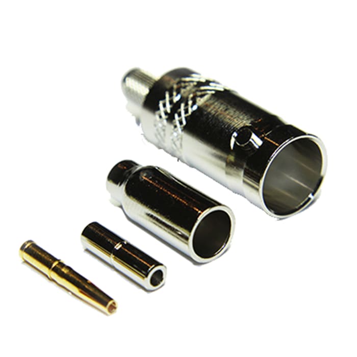 Connecteur BNC COAX Connectors Femelle Droit, raccordement A sertir 75Ω Montage sur câble