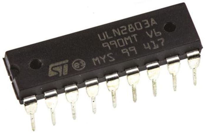 STMicroelectronics ULN2801A Octal Darlington Pair, 500 mA 50 V HFE:1000, 18-Pin DIP