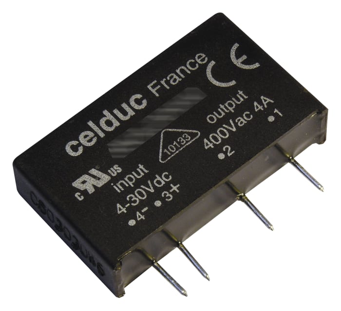 Celduc SK Series Solid State Relay, 5 A Load, PCB Mount, 460 V ac Load, 30 V dc Control