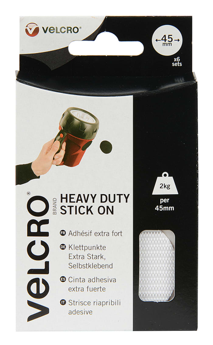 Velcro White Hook & Loop Tape, 45mm x 45mm