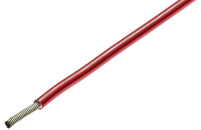 TE Connectivity 55A Series Red 1.3 mm² Hook Up Wire, 16 AWG, 19/0.287 mm, 100m, ETFE, Fluoropolymer Insulation,