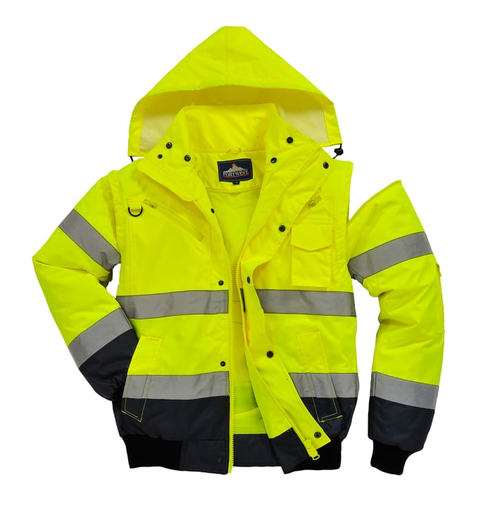 Chaqueta acolchada tipo aviador de alta visibilidad  para hombre RS PRO de color Amarillo, talla L, impermeable