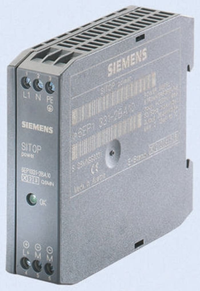 Siemens Switch Mode DIN Rail Panel Mount Power Supply, 230V ac, 24V dc, 500mA Output, 12W