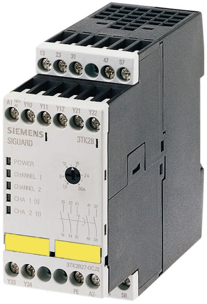 Relais de sécurité Siemens 3TK28, 24V c.c., 1 canal, 2 contacts de sécurité