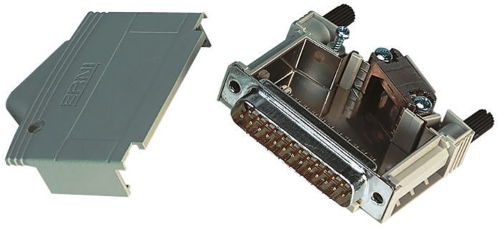 15 Way D-Sub Plug Connector Kit With KSG 200 Housing with Integral Shielding Plate, Solder Connection Lead