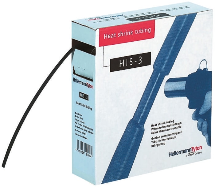 HellermannTyton Heat Shrink Tubing, Green/Yellow 3mm Sleeve Dia. x 10m Length 3:1 Ratio, HIS-3 Series