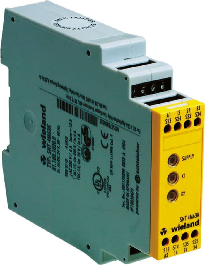 Wieland safeRELAY SNT 4M63 Safety Relay 24V ac/dc, Dual-Channel 3 Safety Contacts