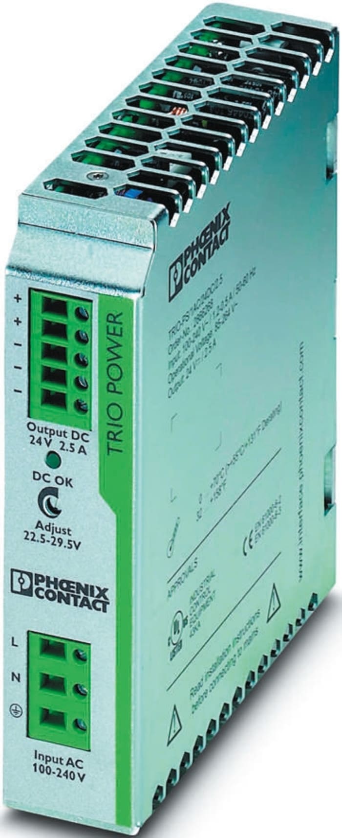 Phoenix Contact TRIO Switch Mode DIN Rail Panel Mount Power Supply ac Input dc Output, 5A Output