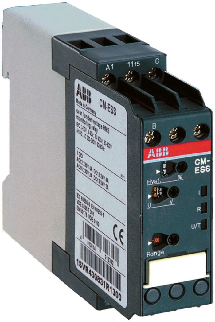 ABB Voltage Monitoring Relay, DPDT, 3 → 30V ac/dc