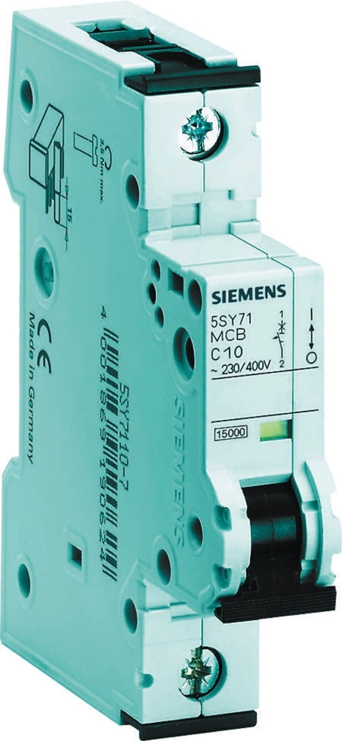 Siemens Sentron 5SY7 MCB, 1P, 16A Curve C, 230V AC, 15 kA Breaking Capacity