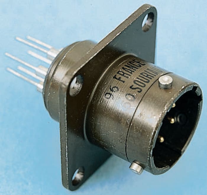 Souriau, 851, Copper Alloy 10 Way Panel Mount MIL Spec Circular Connector Receptacle, Pin Contacts,Shell Size 12,