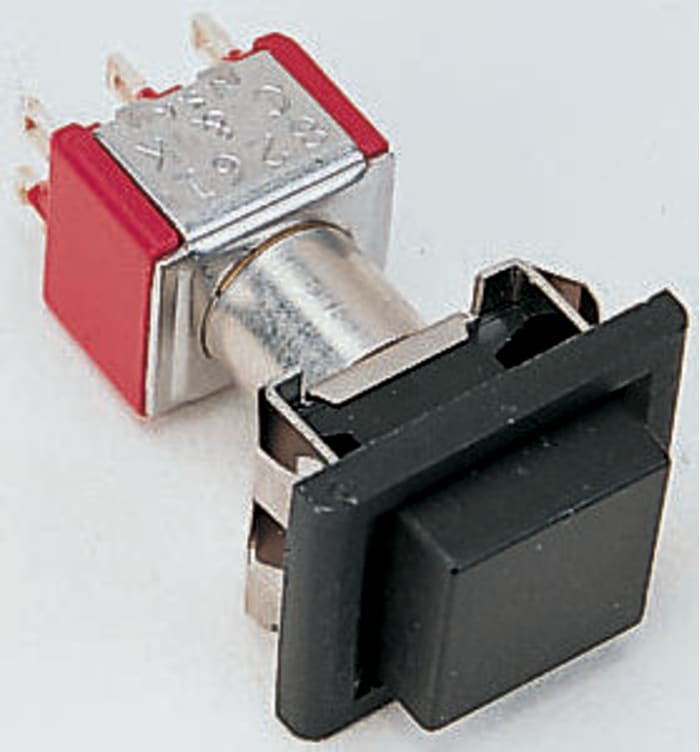 C & K Push Button Switch, Latching, Panel Mount, SPDT