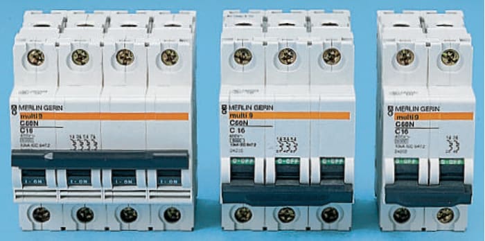 Disjoncteur Merlin Gerin C60N 2P, 1A, pouvoir de coupure 20 (c.c.) kA, 6 (c.a.) kA