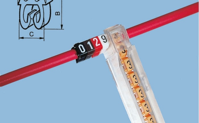 Legrand Clip On Cable Markers, Blue, Pre-printed "6", 2.8 → 3.8mm Cable, 0 382 26