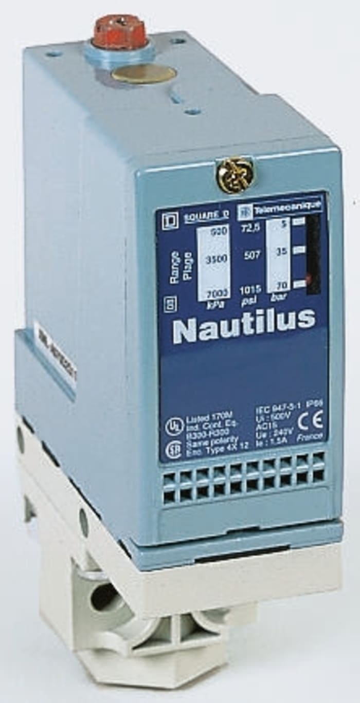 Telemecanique Pressure Sensor, 3.5bar Min, 265bar Max, Relay Output, Differential Reading