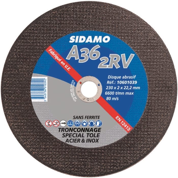 Sidamo Aluminium Oxide Grinding Disc, 125mm Diameter, 1.6mm Thick