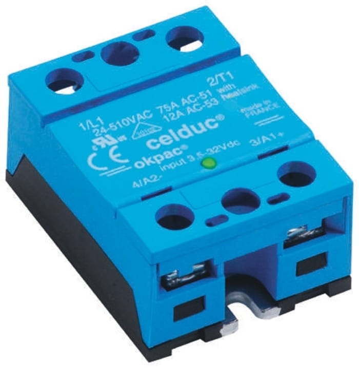 Celduc SOM Series Solid State Relay, 60 A Load, Panel Mount, 40 V dc Load, 32 V dc Control