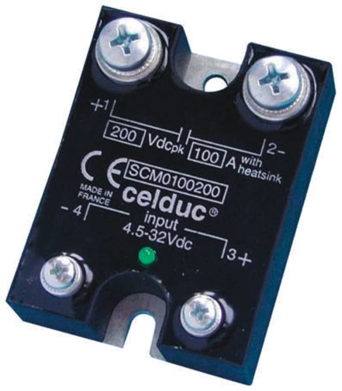 Celduc SCM Series Solid State Relay, 30 A Load, Panel Mount, 200 V dc Load, 32 V dc Control