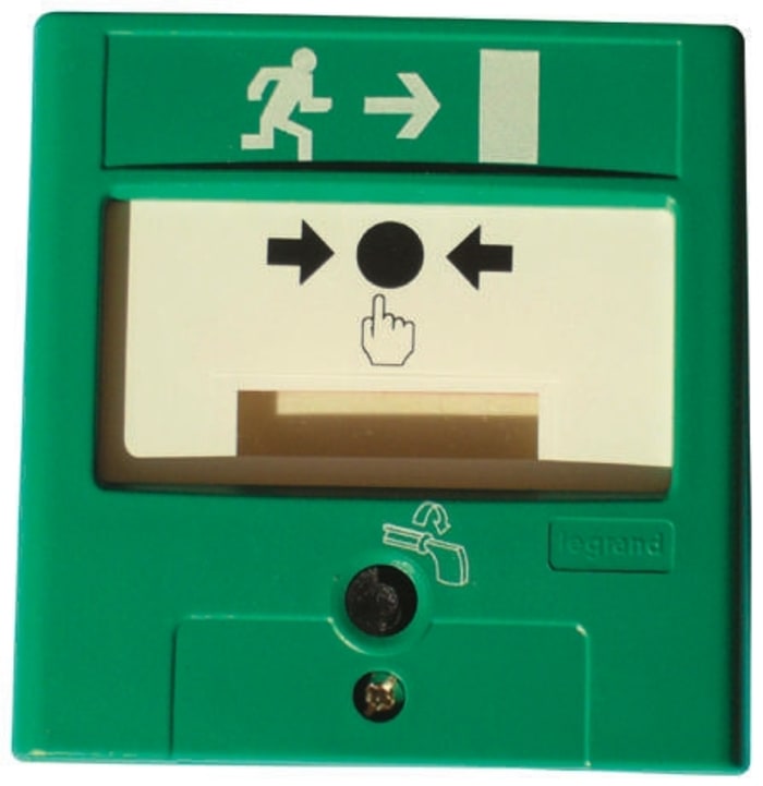 Legrand Green Fire Alarm Call Point, Key Switch Operated, Resettable, Mains-Powered