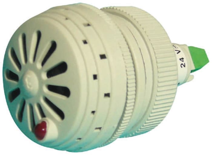 White Panel Mount Buzzer, 45 mm Diameter, 24 V, 75dB at 1 Metre