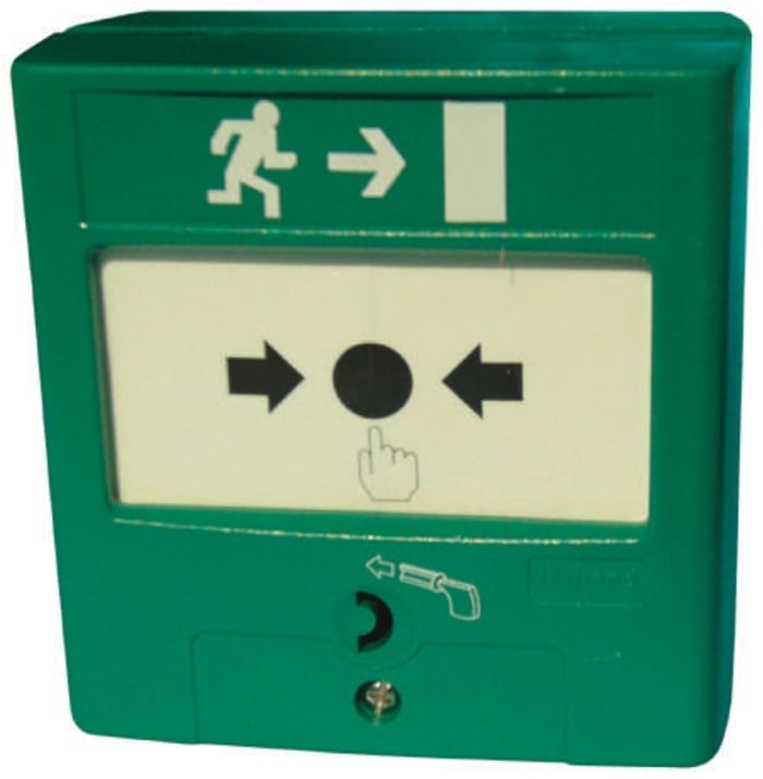 Legrand Green Fire Alarm Call Point, Key Switch Operated, Resettable, Mains-Powered