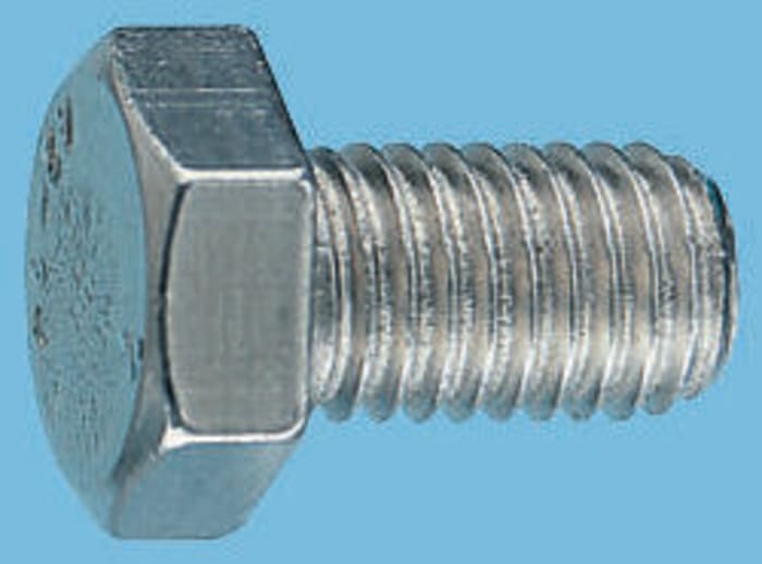 RS PRO Bright Zinc Plated Steel, Hex Bolt, M4 x 20mm