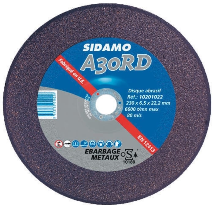 Sidamo Aluminium Oxide Grinding Disc, 230mm Diameter, 6.5mm Thick