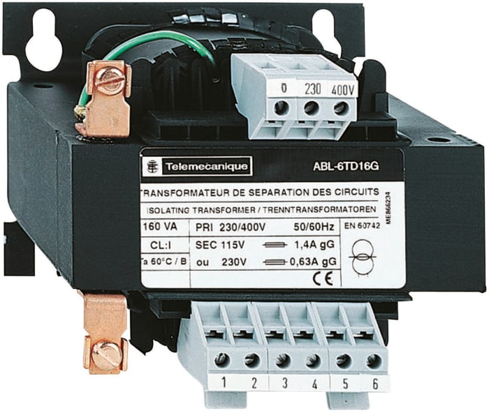 Schneider Electric 100VA Raya/Panoya Montaj Trafo, 230V ac, 400V ac (Birincil), Tek Çıkışlı, 230V ac (İkincil)