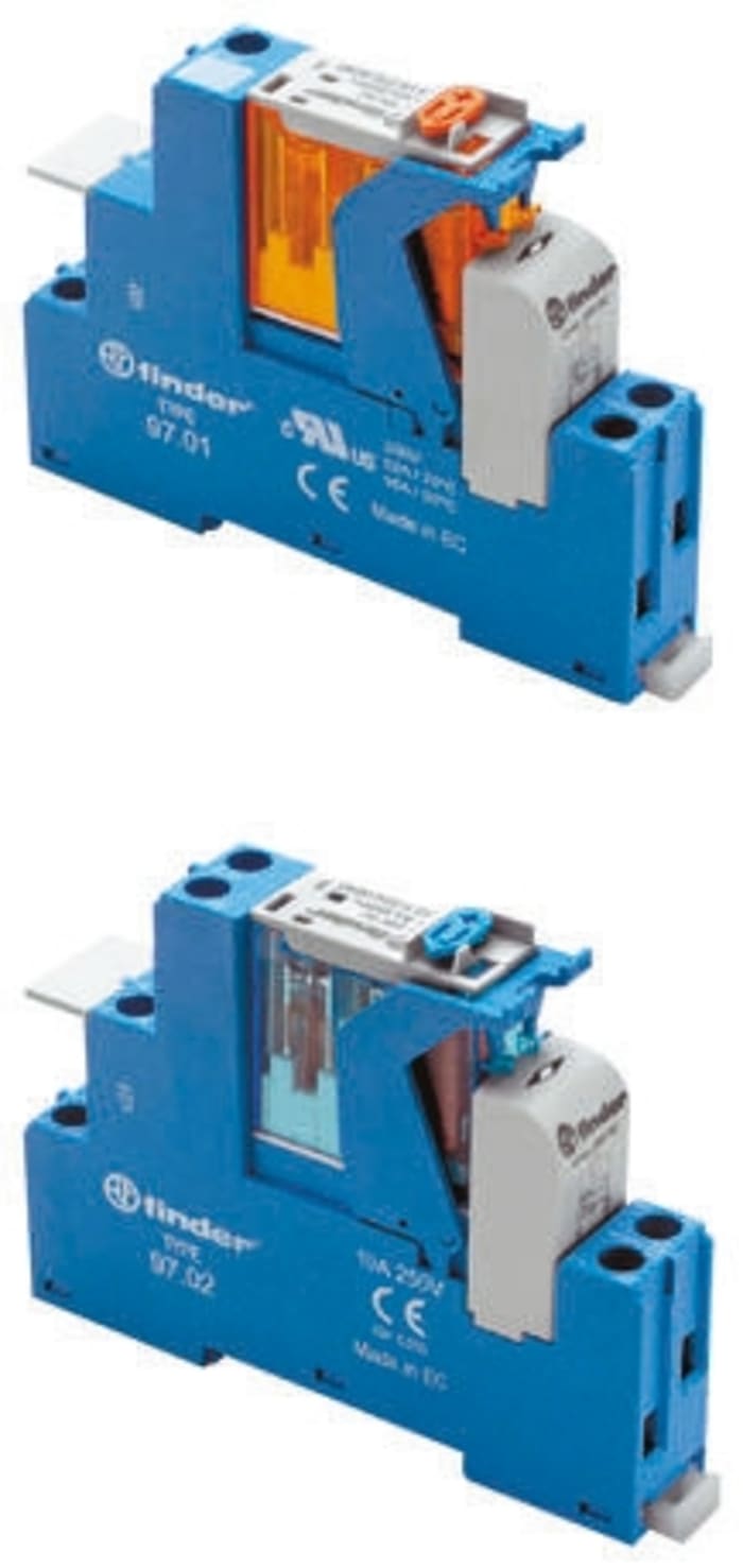 Finder 4C Series Interface Relay, DIN Rail Mount, 110V dc Coil, DPDT, 2-Pole